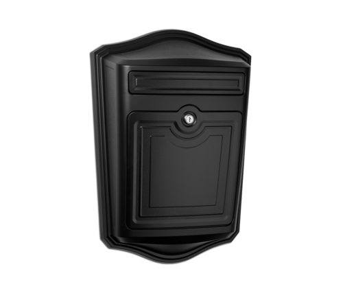 Front of black wall mount mailbox