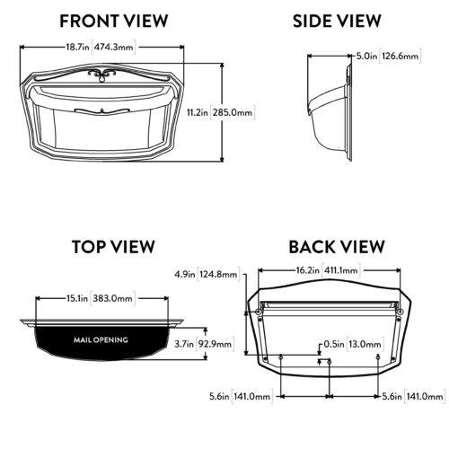 Diagram of Villa wall mount mailbox