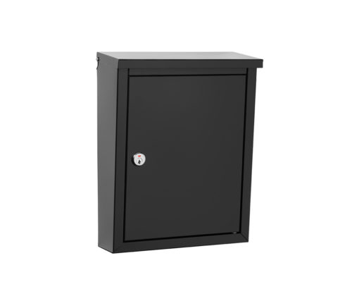 Front of black wall mount mailbox