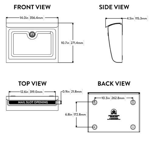 Diagram of Whitman locking wall mount mailbox