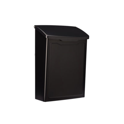 Side of black wall mount mailbox