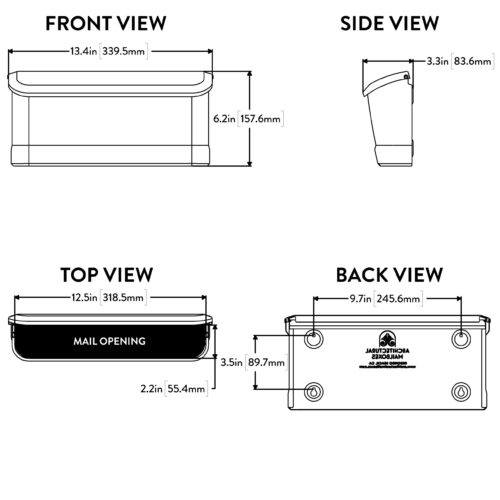 Diagram of Cielo wall mount mailbox