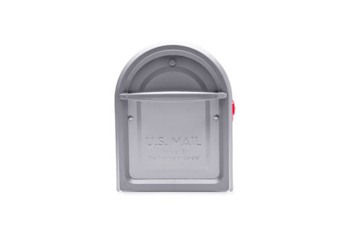 Gray mailbox with gray handle