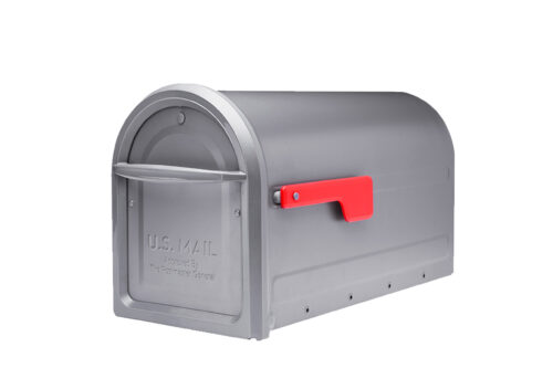 Graphite Mailbox with Red Flag