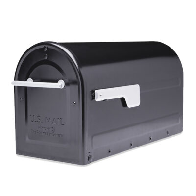 Black Mailbox with Silver Handle and Flag