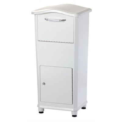 White drop box with silver handle