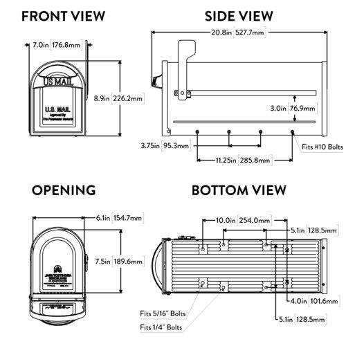 Diagram of the carlisle post mount mailbox