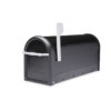 Black mailbox with silver flag raised