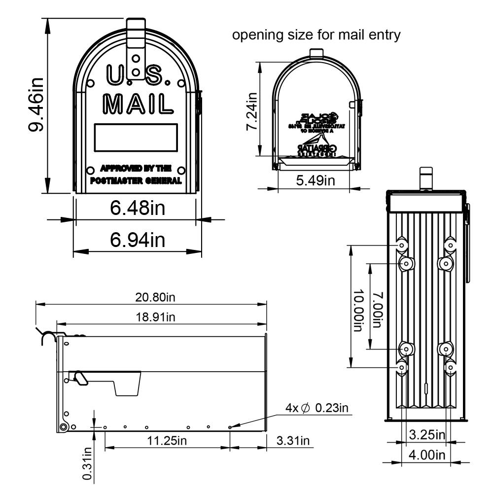 Admiral Large Post Mount Mailbox Textured White Architectural Mailboxes