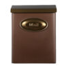 Side of brown wall mount mailbox