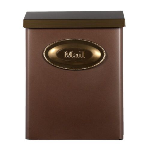 Side of brown wall mount mailbox