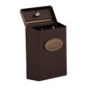 Side of brown wall mount mailbox with door open