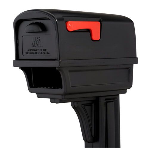 Side of Black Mailbox with Red Flag