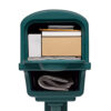 Green mailbox with mail inside