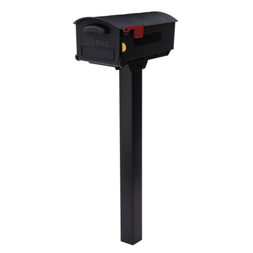 Side of Black Mailbox with Red Flag