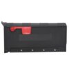 Side of Black Post Mount Mailbox with Red Flag