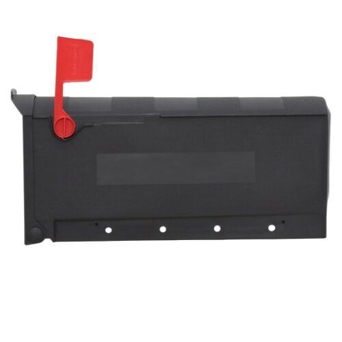 Side of Black Post Mount Mailbox with Red Flag Raised