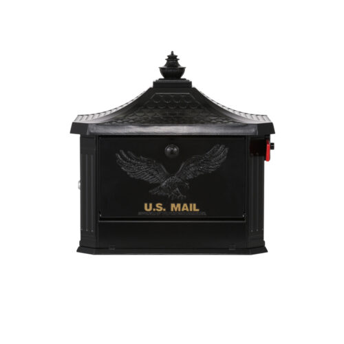 Front of Black Post Mount Mailbox