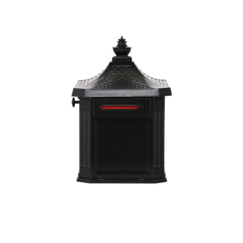 Back of Black Post Mount Mailbox