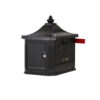 Side of Black Post Mount Mailbox with Red Flag Raised