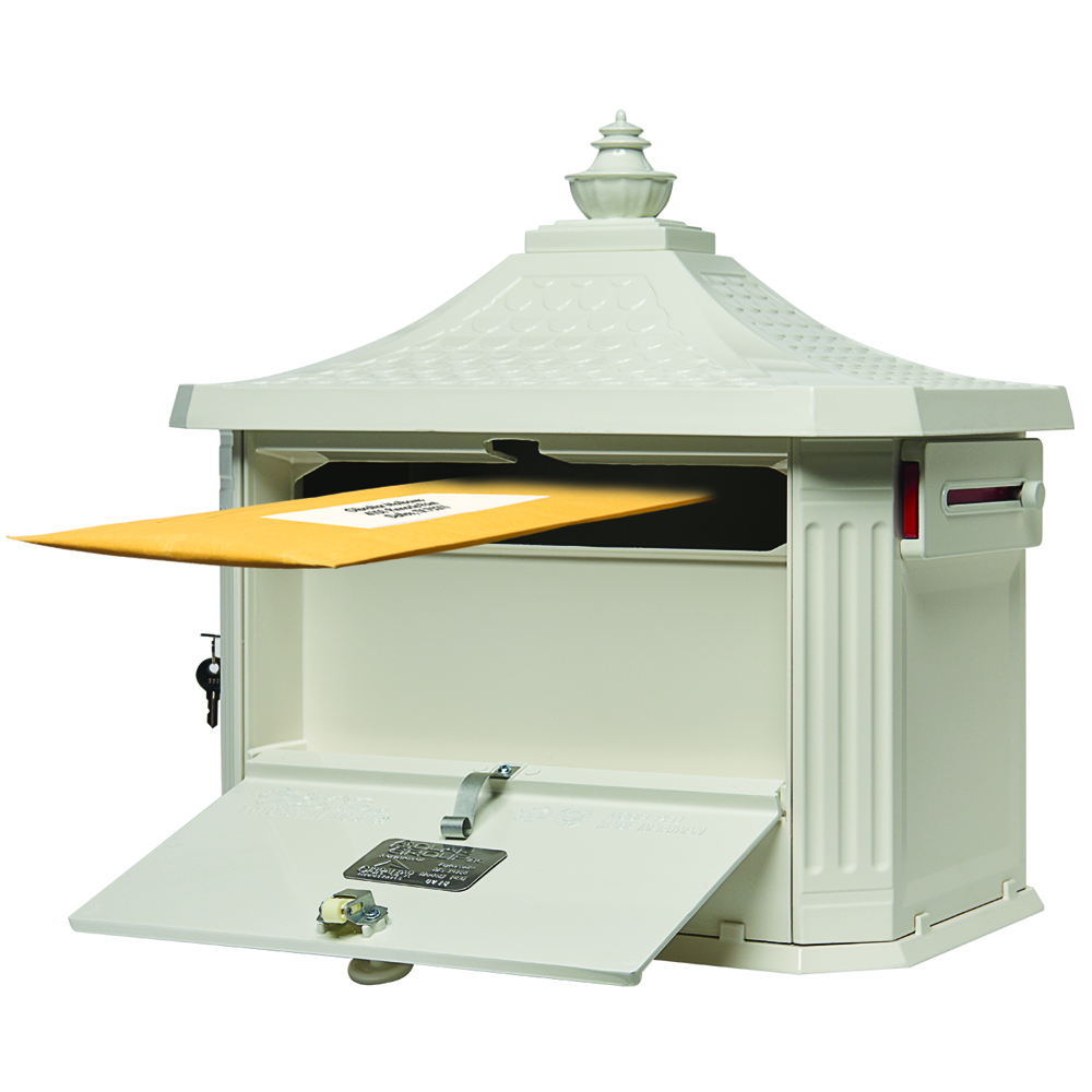 Hamilton Locking Post Mount Mailbox – White | Architectural Mailboxes