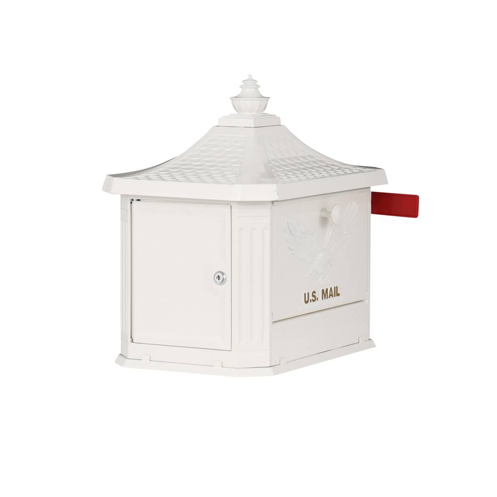 Hamilton Locking Post Mount Mailbox – White | Architectural Mailboxes