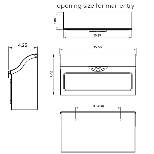 Diagram of amboy wall mount mailbox