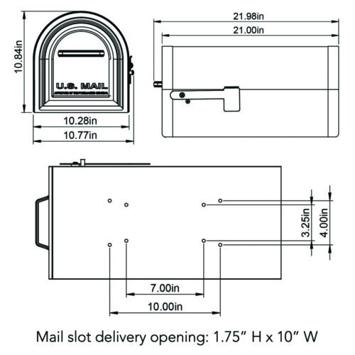 Diagram of locking post mount mailbox