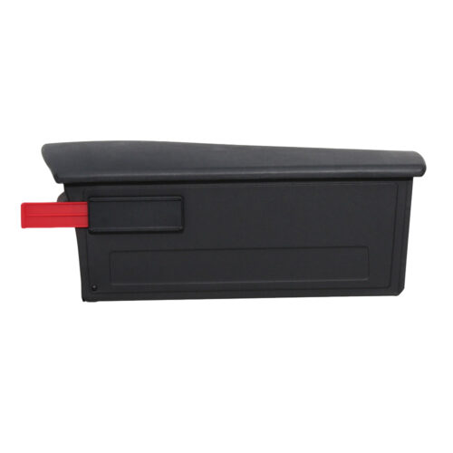 Side of Black Wall Mount Mailbox with Red Flag