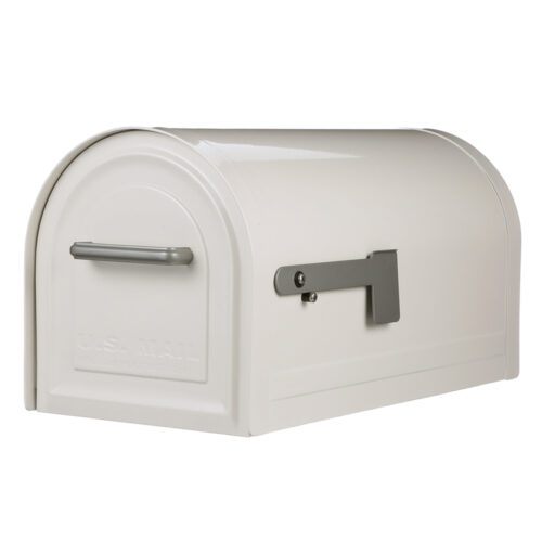 Side of white post mount mailbox