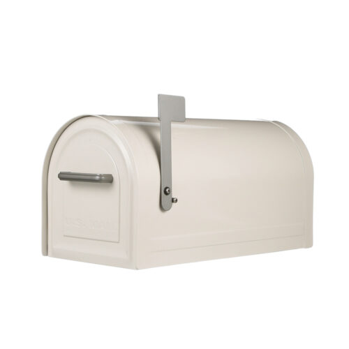 Side of white post mount mailbox